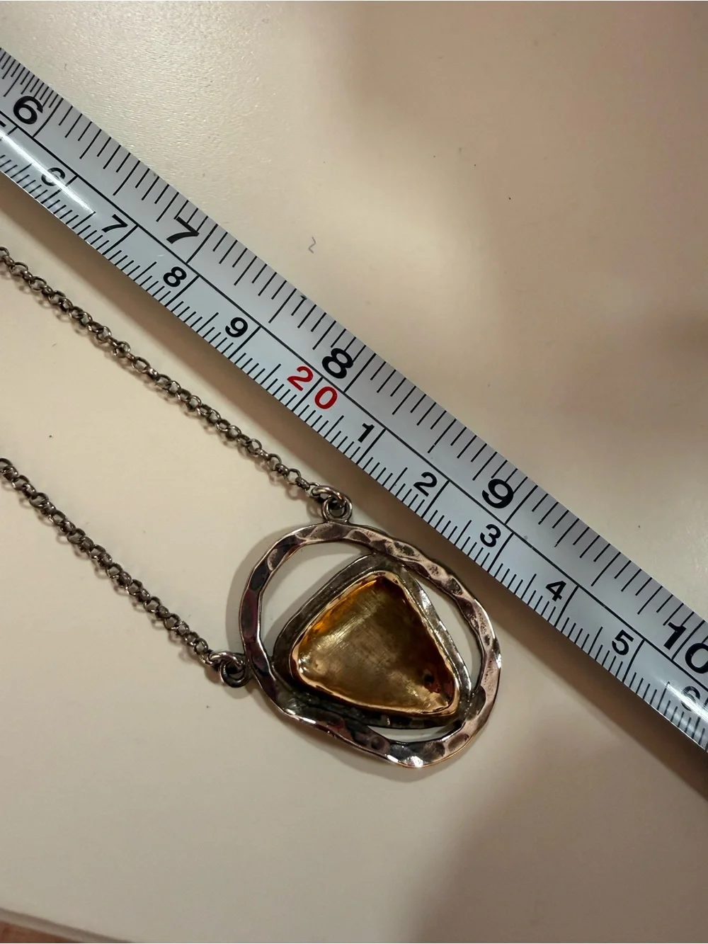 Vintage Modernist Sterling silver gold Abstract Minimalist Pendent Necklace